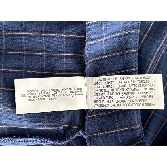 Zara Sz S Plaid ALine Skirt Navy Cotton Midi Prairie Boho Preppy Casual Fall NWT - Picture 9 of 9